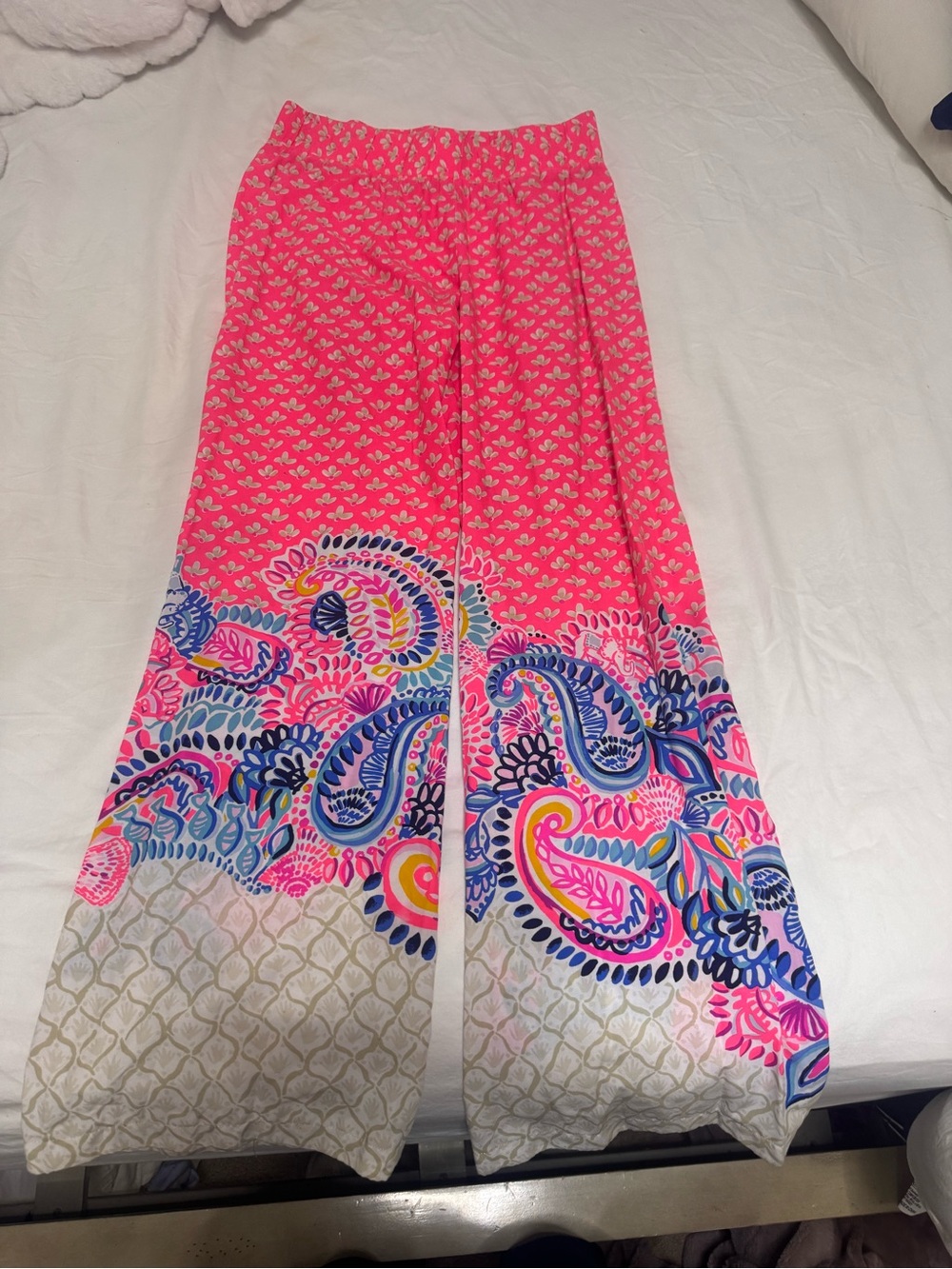 Lilly Pulitzer Vibrant Pink Paisley Wide-Leg Palazzo Pants